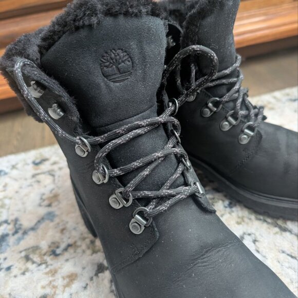 Timberland Kinsley 6" Waterproof Hiking Boots Women's Sz 9 Black Nubuck Lug Sole - Picture 15 of 16